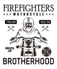 Firefighters Vintage Tshirt or poster design with illustration of Fireman