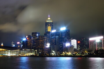 Obraz na płótnie Canvas Modern city at night, Hong Kong