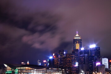 Obraz premium Modern city at night, Hong Kong