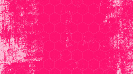 Abstract magenta pink colorful mosaic wall texture with painted art design scratched spotted geometric hexagonal elements hexagon geometric pattern print wallpaper background