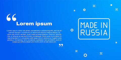 White line Made in Russia icon isolated on blue background. Vector.