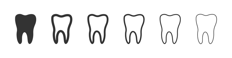 Tooth. Set of teeth icons. Flat style. Dental care. Vector illustration