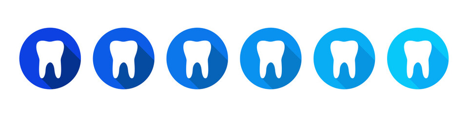 Tooth. Set of dentist icons. Flat style. Dental care. Vector illustration