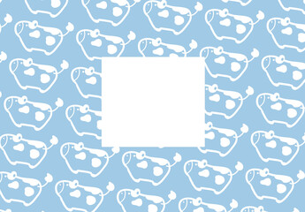 牛がいっぱい年賀状　文字無し背景