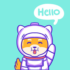 Cute shiba inu astronaut dog illustration