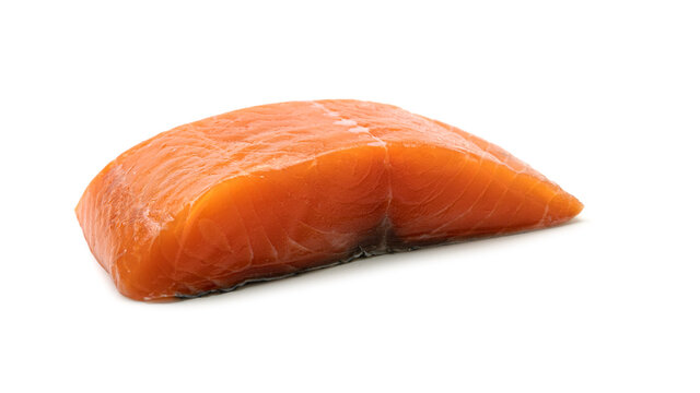 A piece of fresh salmon on a white background. High quality photo