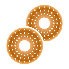 Flat vector color icon two bagel bread for apps or websites