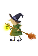 halloween witch isolated on white background