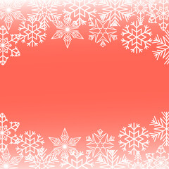 Christmas snowflakes on a red background.  Vector illustration