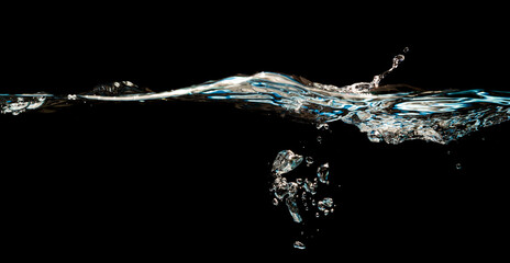 water on dark, water isolated black background