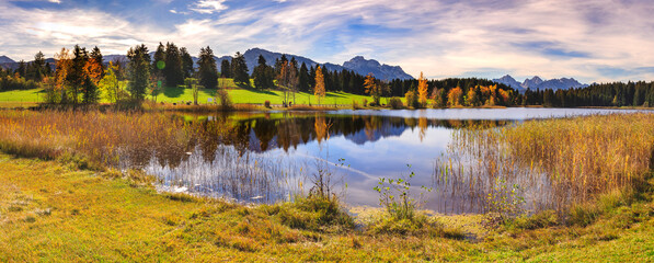 Fototapeta premium panoramic view to beautiful landscape in Bavaria, Germany