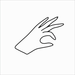 hand drawn hand icons in simple minimalistic line art style. logo elements illustrations for graphic design, logos and branding, social media icons. hand poses, pointing, holding, reaching, grasping.