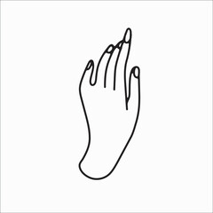 hand drawn hand icons in simple minimalistic line art style. logo elements illustrations for graphic design, logos and branding, social media icons. hand poses, pointing, holding, reaching, grasping.