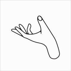 hand drawn hand icons in simple minimalistic line art style. logo elements illustrations for graphic design, logos and branding, social media icons. hand poses, pointing, holding, reaching, grasping.