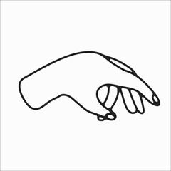 hand drawn hand icons in simple minimalistic line art style. logo elements illustrations for graphic design, logos and branding, social media icons. hand poses, pointing, holding, reaching, grasping.