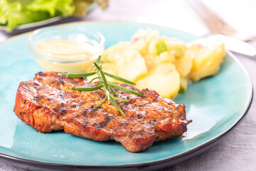 grilled pork steak