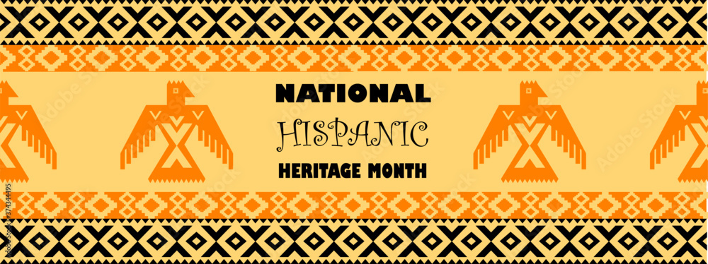 Wall mural National Hispanic Heritage Month celebrated from 15 September to 15 October USA. Latino American poncho ornament vector for greeting card, banner, poster