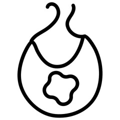 
Newborn clothing accessory, baby bib icon in line design.
