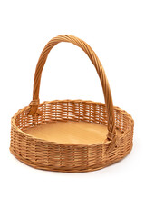 Empty wicker basket, isolated on white background