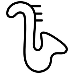 
Vintage musical instrument equipment, line design of saxophone icon.
