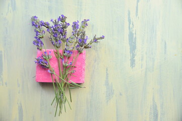 lavender flowers on wooden background