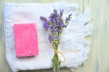 Fototapeta na wymiar lavender and soap