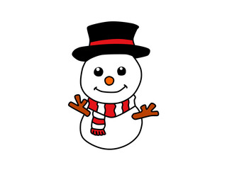 watercolor illustration, merry snowman symbol winter, children's illustration, new year celebration