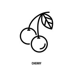 Cherry thin line icon. Berry, healthy organic food. Vector illustration.