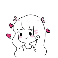Illustration of a kind and sweet girl, on a shiny background, children's illustration for books and postcards, in pink, soft colors