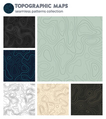 Topographic maps. Beautiful isoline patterns, seamless design. Charming tileable background. Vector illustration.
