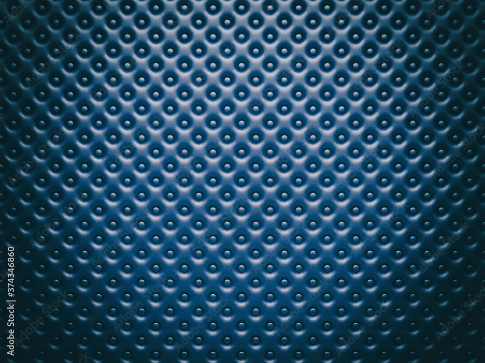 Poster dark blue leather panel with buttons and dark vignette. 3d rendering