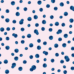 Blueberry watercolor berries seamless pattern isolated