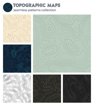 Topographic maps. Awesome isoline patterns, seamless design. Neat tileable background. Vector illustration.
