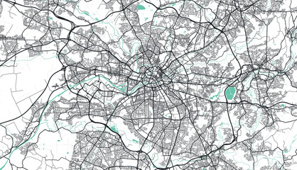 Detailed vector map of Manchester, UK