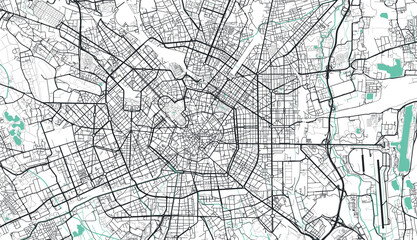 Fototapeta na wymiar Detailed vector map of Milan, Italy