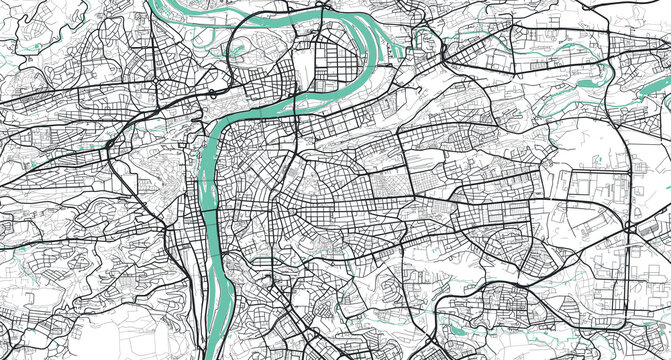 Detailed vector map of Prague, Czech Republic