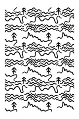 Seamless pattern with waves, trees and reefs. 