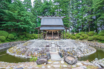 Obraz premium The Karamatsu Shrine is a long-established ancient shrine in Daisen City, Akita Prefecture, Japan