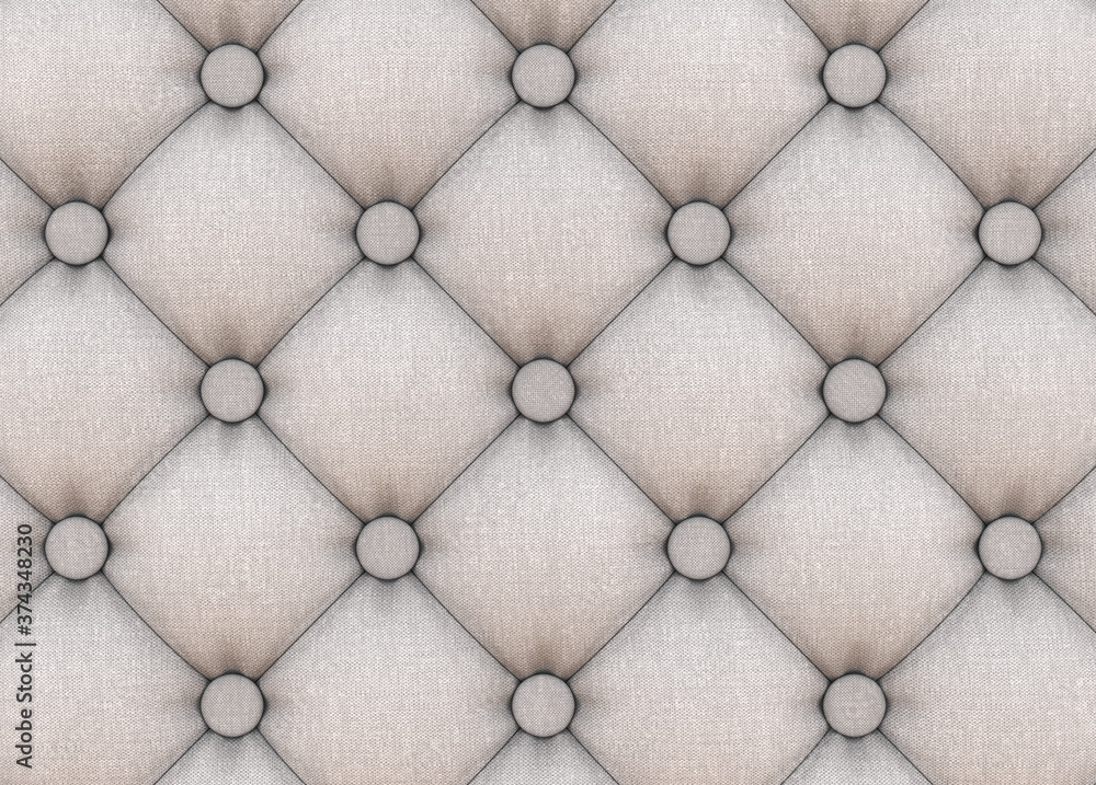 Poster fabric gray quilted texture with buttons. 3d rendering