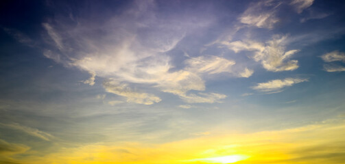 Naklejka na ściany i meble Sunset sky with beautiful clouds