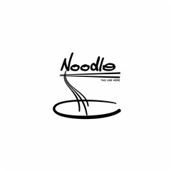 Vector noodle logo with chopstick for restaurants.