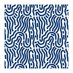 Fototapeta premium Seamless pattern of blue lines of scrawl or camouflage skin.