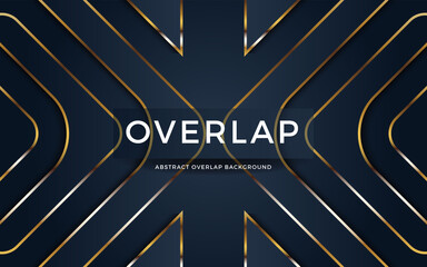 Luxury abstract overlap on dark blue background with white layer