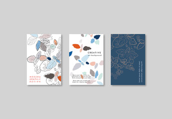 Set of  Posters with Floral Elements