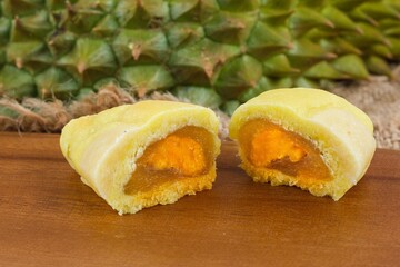 Durian and salted egg cookies with Durian shape Crispy Cookies