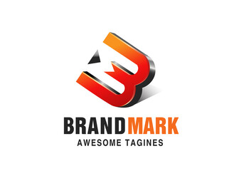 Initial letter MB geometric strong  3d style logo vector illustration