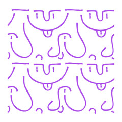 Abstract seamless pattern of eyes, eyebrows, noses, lips forming faces.  Image for a poster or cover. Repeating texture. Figure for textiles.