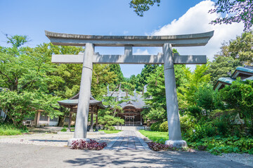 Hachiman Akita Shrine at Senshu Park of Akita city, Akita Prefecture, Japan