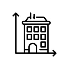 Black line icon for dimension