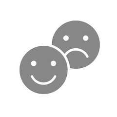 Fototapeta premium Positive and negative emoji gray icon. Level of satisfaction, good and bad emotions, rating symbol